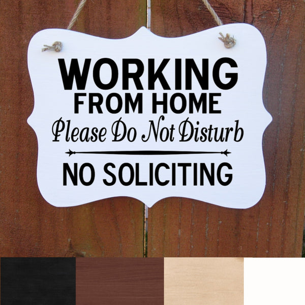 Working from Home Sign, Do not Disturb Sign, No Soliciting, Wood Sign for Front Door, Door Hanger, Home Based Business Sign, Indoor Sign